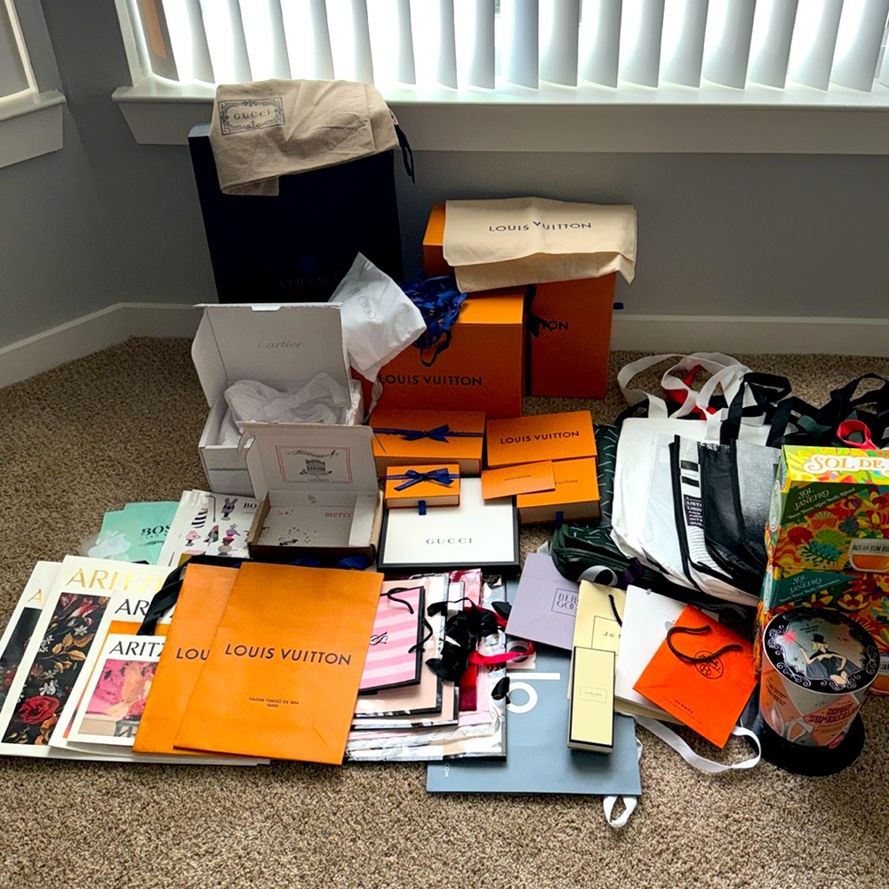100% AUTHENTIC DESIGNER LOT EMPTY BOXES, BAGS & DUST BAGS!🛍️ CARTIER, GUCCI!